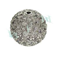 12mm Rhodium Plated Cubic Zirconia Ball Bead