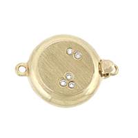 14KY 14mm Diamond Accent Flat Button Bead Clasp