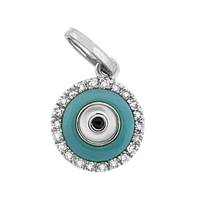 14KW 9MM 7PTS/22PCS TURQUOISE EVIL EYE DIAMOND CHARM