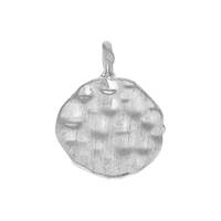 Rhodium Plated Sterling Silver 10mm Rhodium Plated Hammered Disc Charm