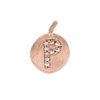 8mm Disc Cubic Zirconia Initial P Charm