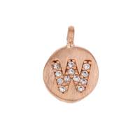 8mm Disc Cubic Zirconia Initial W Charm