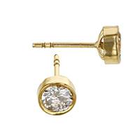 14KY 4.5mm Round CZ Stud Earring in Bezel Setting