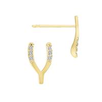 14KY 10x6mm 6DIA.035CT Diamond Wishbone Earring