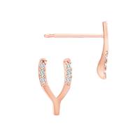 14KR 10x6mm 6DIA.035CT Diamond Wishbone Earring