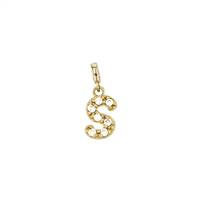 14KY 8mm 7dia.06ct Diamond Script Letter S Initial Charm