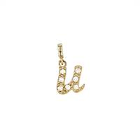 14KY 7.4mm 7dia.06ct Diamond Script Letter U Initial Charm