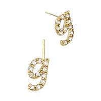 14KY 8.8mm 11Dia.09Ct Diamond Script Letter G Initial Earring