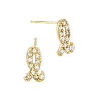 14KY 8.8mm 11Dia.09Ct Diamond Script Letter L Initial Earring