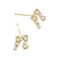 14KY 5.8mm 7Dia.06Ct Diamond Script Letter N Initial Earring