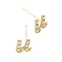 14KY 5.9mm 7Dia.06Ct Diamond Script Letter U Initial Earring