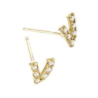 14KY 6.6mm 6Dia.05Ct Diamond Script Letter V Initial Earring