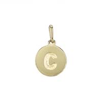 14KY 9mm Letter C Round Disc Letter Charm