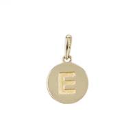 14KY 9mm Letter E Round Disc Letter Charm