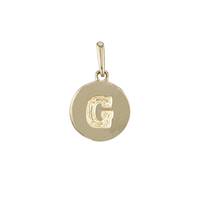 14KY 9mm Letter G Round Disc Letter Charm