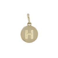 14KY 9mm Letter H Round Disc Letter Charm