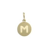 14KY 9mm Letter M Round Disc Letter Charm