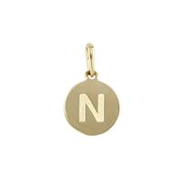 14KY 9mm Letter N Round Disc Letter Charm