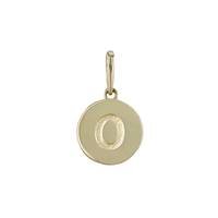 14KY 9mm Letter O Round Disc Letter Charm