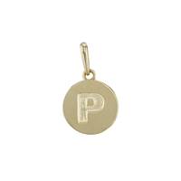 14KY 9mm Letter P Round Disc Letter Charm