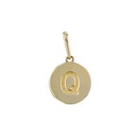 14KY 9mm Letter Q Round Disc Letter Charm