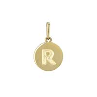 14KY 9mm Letter R Round Disc Letter Charm