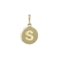 14KY 9mm Letter S Round Disc Letter Charm