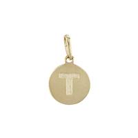 14KY 9mm Letter T Round Disc Letter Charm