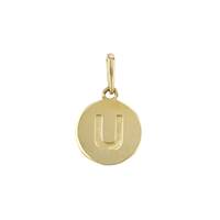 14KY 9mm Letter U Round Disc Letter Charm