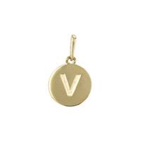 14KY 9mm Letter V Round Disc Letter Charm