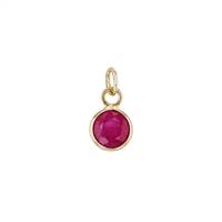 14KY 3mm Round Bezel Set Charm July Birthstone Ruby