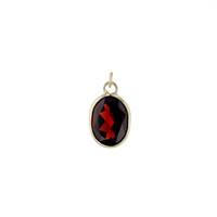 14KY 4x3mm Garnet Oval Bezel Set Charm January Birthstone