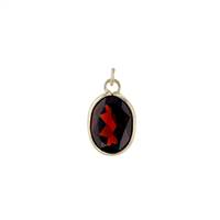 14KY 7x5mm Garnet Oval Bezel Set Charm January Birthstone