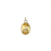 14KY 4x3mm Citrine Oval Bezel Set Charm November Birthstone