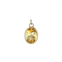 14KY 7x5mm Citrine Oval Bezel Set Charm November Birthstone