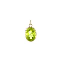 14KY 4x3mm Peridot Oval Bezel Set Charm August Birthstone