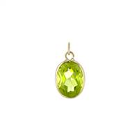 14KY 7x5mm Peridot Oval Bezel Set Charm August Birthstone