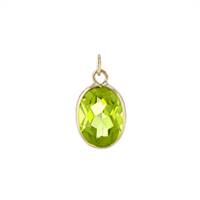 14KY 8x6mm Peridot Oval Bezel Set Charm August Birthstone