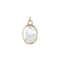 14KY 8x6mm White Topaz Oval Bezel Set Charm April Birthstone