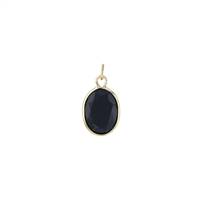 14KY 4x3mm Black Spinel Oval Bezel Set Charm August Birthstone