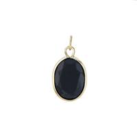 14KY 8x6mm Black Spinel Oval Bezel Set Charm August Birthstone