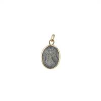 14KY 4x3mm Labradorite Oval Bezel Set Charm March Birthstone