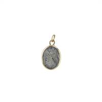 14KY 6x4mm Labradorite Oval Bezel Set Charm March Birthstone