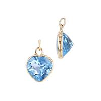 14KY 6mm Heart Swiss Blue Topaz Charm November Birthstone