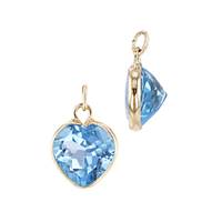 14KY 7mm Heart Swiss Blue Topaz Charm November Birthstone