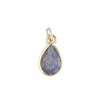 14KY 6X4mm Pear Shape Bezel Set Charm March Birthstone Labradorite