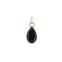 14KY 5X3mm Pear Shape Bezel Set Charm August Birthstone Black Spinel