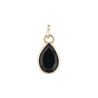 14KY 6X4mm Pear Shape Bezel Set Charm August Birthstone Black Spinel