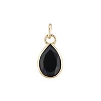 14KY 7X5mm Pear Shape Bezel Set Charm August Birthstone Black Spinel