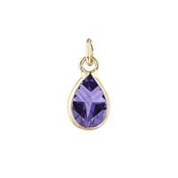 14KY 6X4mm Pear Shape Bezel Set Charm February Birthstone Amethyst